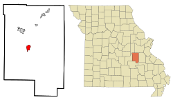 Crawford County Missouri Incorporated and Unincorporated areas Steelville Highlighted